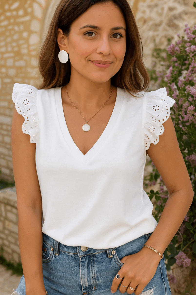 Camiseta mangas crochet